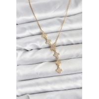 316L Çelik Zincir Gold Renk Yonca Model Kadın Kolye