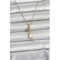 316L Çelik Zincir Gold Renk Zirkon Taşlı Deniz Kızı Model Kadın Kolye