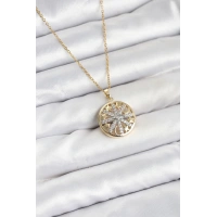 316L Çelik Zincir Gold Renk Zirkon Taşlı Kadın Kolye