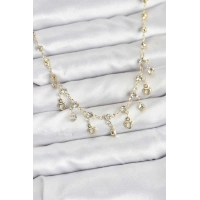 316L Çelik Zincir Gold Renk Zirkon Taşlı Kadın Kolye