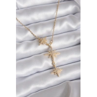 316L Çelik Zincir Gold Renk Zirkon Taşlı Kutup Yıldızı Model Kadın Kolye