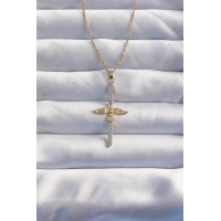 316L Çelik Zincir Gold Renkli Zirkon Taşlı Anka Kuşu Kolye