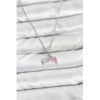 316L Çelik Zincir Gümüş Renk Balık Kuyruğu Model Zirkon Taşlı Kadın Kolye