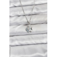 316L Çelik Zincir Gümüş Renk Balık Model Zirkon Taşlı Kadın Kolye