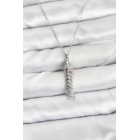 316L Çelik Zincir Gümüş Renk Balık Model Zirkon Taşlı Kadın Kolye