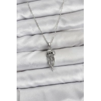 316L Çelik Zincir Gümüş Renk Deniz Anası Model Zirkon Taşlı Kadın Kolye