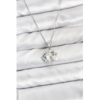 316L Çelik Zincir Gümüş Renk Deniz Tema Model Zirkon Taşlı Kadın Kolye