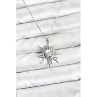 316L Çelik Zincir Gümüş Renk Güneş Model Kadın Kolye