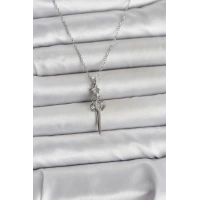 316L Çelik Zincir Gümüş Renk Kılıç Model Kadın Kolye