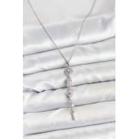 316L Çelik Zincir Gümüş Renk Kutup Yıldızı Enerji Model Kadın Y Kolye