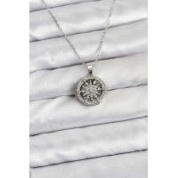 316L Çelik Zincir Gümüş Renk Kutup Yıldızı Kapaklı Model Kadın Kolye