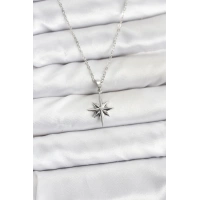 316L Çelik Zincir Gümüş Renk Kutup Yıldızı Model Kadın Kolye