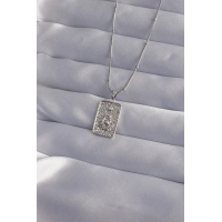 316L Çelik Zincir Gümüş Renk Lazer İşlemeli Göz Figür Tarot Kolye