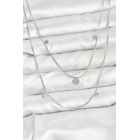 316L Çelik Zincir Gümüş Renk Pullu Kadın Kolye