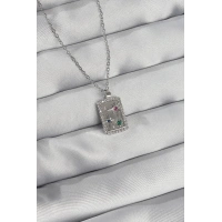 316L Çelik Zincir Gümüş Renk Renkli Zirkon Taşlı Vintage Kolye