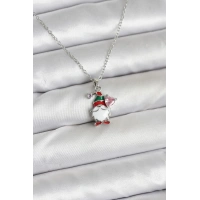 316L Çelik Zincir Gümüş Renk Yılbaşı Teması Kadın Kolye