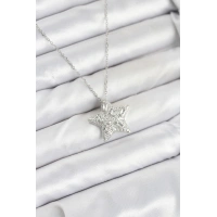 316L Çelik Zincir Gümüş Renk Yıldız Model Kadın Kolye