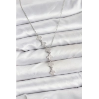 316L Çelik Zincir Gümüş Renk Yonca Model Kadın Kolye