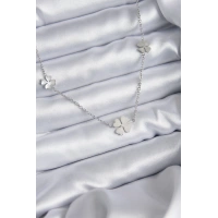 316L Çelik Zincir Gümüş Renk Yonca Model Kadın Kolye