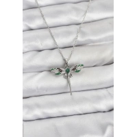 316L Çelik Zincir Gümüş Renk Yusufçuk Model Zirkon Taşlı Kadın Kolye