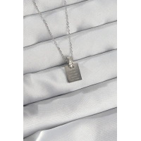 316L Çelik Zincir Gümüş Renk Zirkon Taşlı Aşk Mektubu Kolye