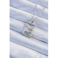 316L Çelik Zincir Gümüş Renk Zirkon Taşlı Ay Figürlü Tarot Kolye