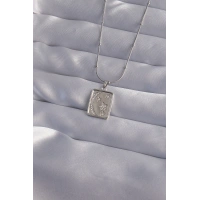 316L Çelik Zincir Gümüş Renk Zirkon Taşlı Ay Yıldız Figürlü Tarot Kolye