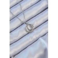 316L Çelik Zincir Gümüş Renk Zirkon Taşlı Ay Yıldız Simgeli Atatürk Kolye