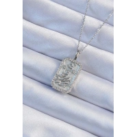 316L Çelik Zincir Gümüş Renk Zirkon Taşlı Çerçeveli Tarot Kolye