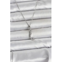 316L Çelik Zincir Gümüş Renk Zirkon Taşlı Deniz Kızı Model Kadın Kolye