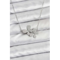 316L Çelik Zincir Gümüş Renk Zirkon Taşlı Kelebek Model Kadın Kolye