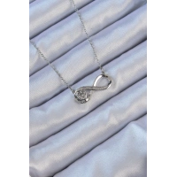 316L Çelik Zincir Gümüş Renk Zirkon Taşlı Minimal Kalp Figür Sonsuzluk Kolye