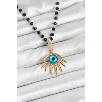 316L Çelik Zincir Kristal Boncuklu Göz Model Kadın Kolye