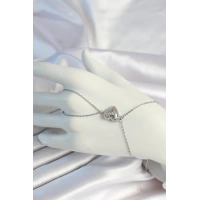 316L Çelik Zincirli Gümüş Renk Kalp Figürlü Zirkon Taşlı Şahmeran