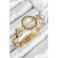 316L Çelik Zirkon Taşlı Çeyrek Takılabilir Gold Renk Kelepçe