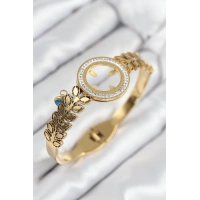 316L Çelik Zirkon Taşlı Çeyrek Takılabilir Gold Renk Kelepçe