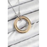 316L Çelik Zirkon Taşlı Dönen Daire Model Gold Ve Gümüş Renk Kadın Kolye