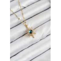 316L Çelik Zirkon Taşlı Kutup Yıldızı Model Gold Renk Kadın Kolye