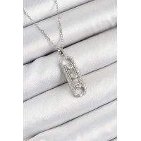 316L Çelik Zirkon Taşlı Messika Model Gümüş Renk Kadın Kolye
