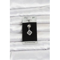 316L Cerrahi Çelik Zirkon Taşlı Sallantılı Yonca Model Göbek Piercing