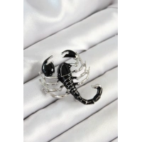 3D Siyah Akrep Figürlü Gümüş Renk Kadın Broş