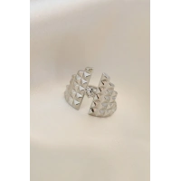 Ayarlamalı Gümüş Renk Metal Zirkon Taşlı Piramit Yüzük