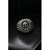 Ayarlanabilir Desenli Kurukafa Model Erkek Yüzük