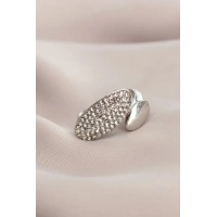 Ayarlanabilir Gümüş Renk Zirkon Taşlı Virgül Yüzük