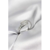 Baget Zirkon Taşlı Gümüş Renk Kadın Yüzük