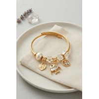 Balık Charmlı Beyaz Renk Gold Bileklik