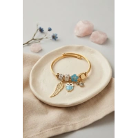 Baykuş Model Gold Renk Charmlı Bileklik