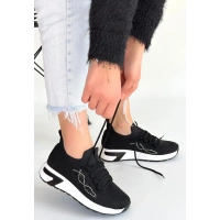 Belan Siyah Triko Bağcıklı Spor Ayakkabı