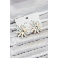 Beyaz Renk Kristal Taşlı Lotus Model Kadın Küpe