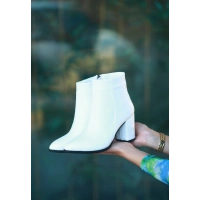 Biya Beyaz Cilt Topuklu Bot